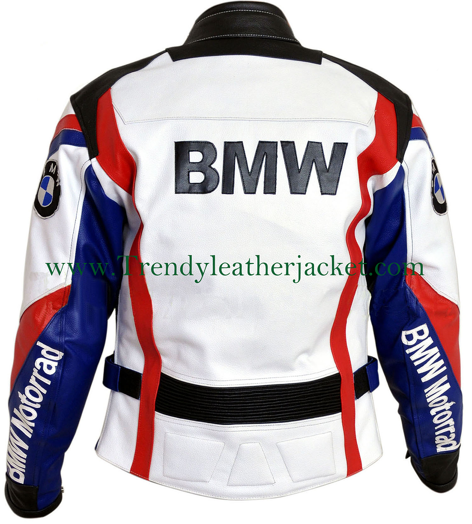 Bmw motorrad blue motorcycle biker leather jacket #7